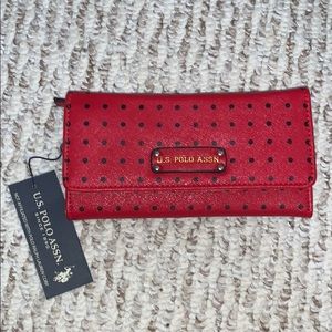 NWT USPA Red Polkadot Wallet